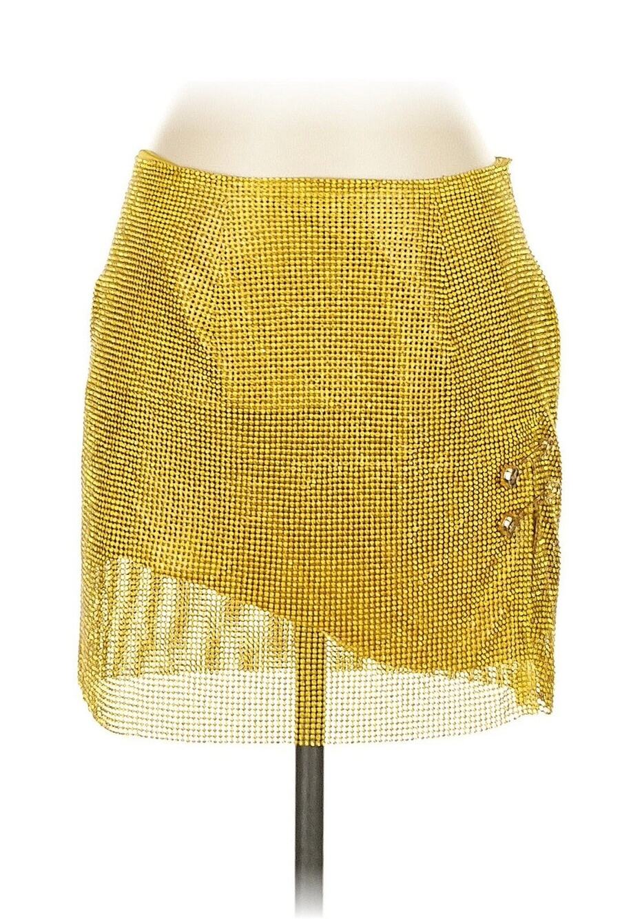 NWT Meshki Gold Glomesh Mesh Mini Skirt Small